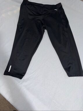 Puma Black Capri Leggings with Reflective Accent